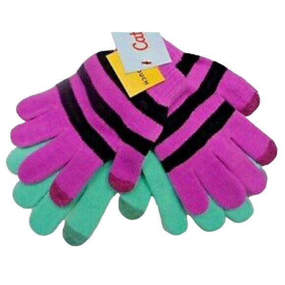 Cat & Jack 2-pack Girls Winter Kids Gloves Tech-Touch Outdoor Snow Mittens - Picture 4 of 14